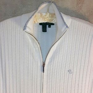 VINTAGE RALPH LAUREN SWEATER White Lightweight Size Medium
